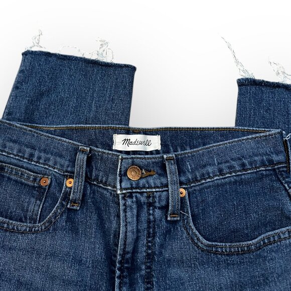 Madewell The Perfect Vintage Jeans High Waisted Dark Wash Frayed Hem - Picture 3 of 5